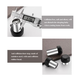 Leliafleury 60mm Floor Mounted Door Stopper Stainless Steel Cylinder Door Stop Solid Decorative Doorstop with Rubber for Home Office Commercial