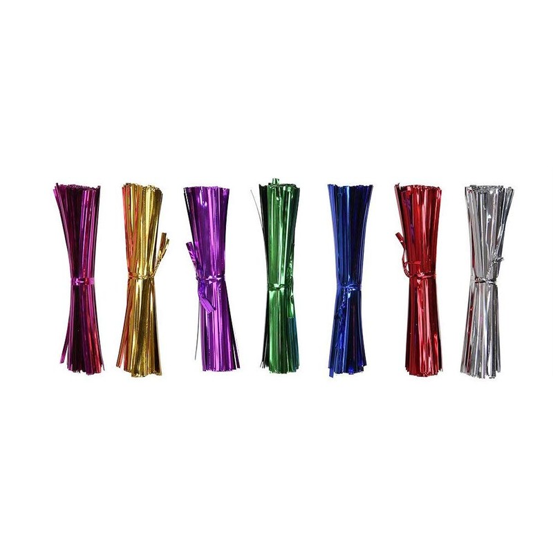 JHere 4'' Long Metallic Twist Ties - 7 Colors, 700