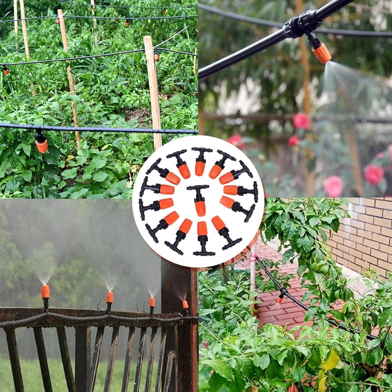 40 Pieces Watering Dripper with T-Joints, Adjustable Micro Drip Irrigation,
