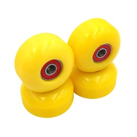 POFET 52 mm Longboard Skateboard Wheels Hardness 100A PU Cruising Wheel Free Bearings Set of 4 (Yellow)