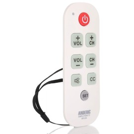 [10 Pack] Anderic RR1004 Universal Big Button TV Remote. Easy to Use, Smart TV, Learning, Glow Keys - Television & Cable Box Controller, Perfect for Assisted Living Elderly Care. - White
