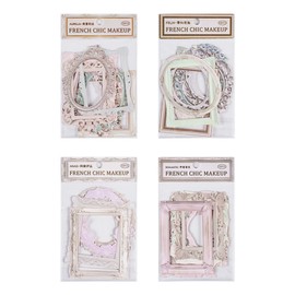 FDHBDF Pack of 40 Vintage Photo Frame Stickers Lace Frame Scrapbook Mini Photo Frame Retro Decorative Stickers for Journaling Scrapbooking and Vintage Paper