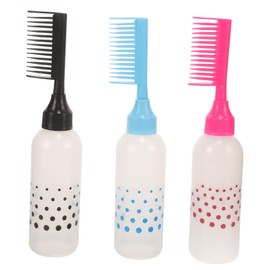 SAFIGLE 3pcs Hair Dye Applicator Bottles with Comb Hair Coloring Tools for Self Dyeing Smooth Surface Graduated Scale for Barbers Black Blue