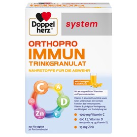 Doppelherz System ORTHOPRO Immune Drinking Granules - Orthomolecular Immune Product - Drinking Granules with 21 Micronutrients - 30 Portion Bags