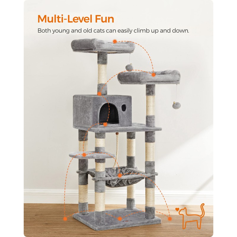 FEANDREA Cat Tree, Cat Tower for Indoor Cats, 56.3-Inch Cat