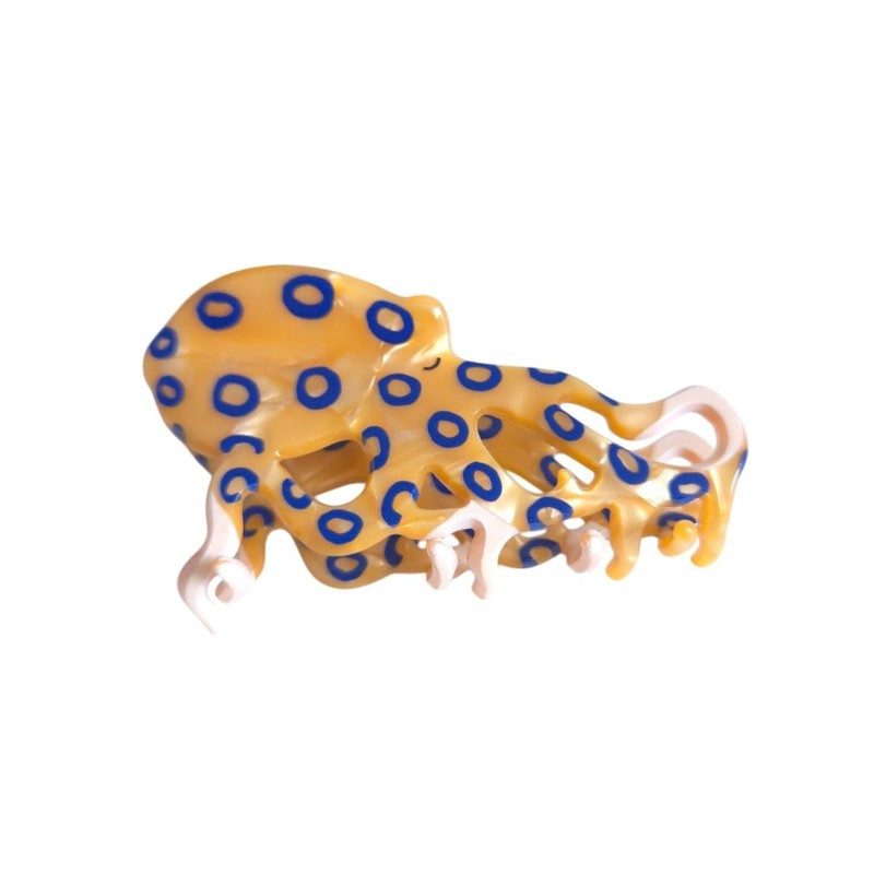 Cute Small Blue-Ringed Octopus Hair Clips,Novelty Acetate Ocean Element Claw