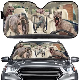 Dinosaur Driving Windshield Sun Shade Cover Foldable Sun Shield, Funny Animal Auto Front Window Windshield Automotive Cover Blocks UV Rays Protector, 57"x27.5"