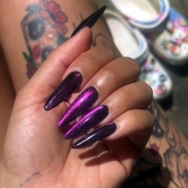 Purple Long Stiletto Press on Nails SWEKKE Fake Nails Full Cover False Nails Solid Colour Shimmer Glossy Glue on Nails Acrylic Nails Stick on Nails for Women Girls 24 Pcs