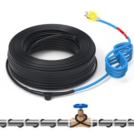 TOPDURE 120V 15FT Self-Regulating Pre-Assembled Water Pipe Heat Cable for Pipe Freeze Protection, Energy-Saving Pipe Heating Cable Keeps Water Flowing at -40°F