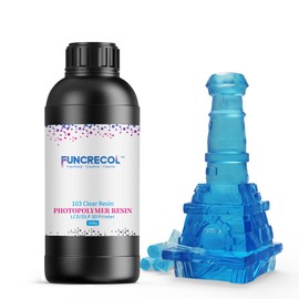 FUNCRECOL 3D Printer Resin Clear, High Transparent Fast UV-Curing 405nm 3D Resin for LCD/DLP/MSLA Resin 3D Printer, Low Odor High Precision 3D Printing Resin Clear Blue 1000G