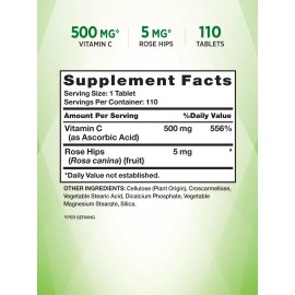 Nature's Truth Vitamin C with Rose Hips | 500mg | 110 Tablets | Non-GMO | by Nature's Truth