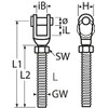 Fork with Left Thread M14 Stainless Steel Aisi316/A4