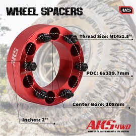 AKS4WD 6x5.5 Wheel Spacers 2 Inch Silverado 1500 Sierra 1500 Ram 1500 Escalade - Espaciadores De Rines 2 Pulgadas - 6x139.7 Wheels Spacers M14x1.5, Bore 108mm - Not Hub Centric Wheel Spacers For Truck