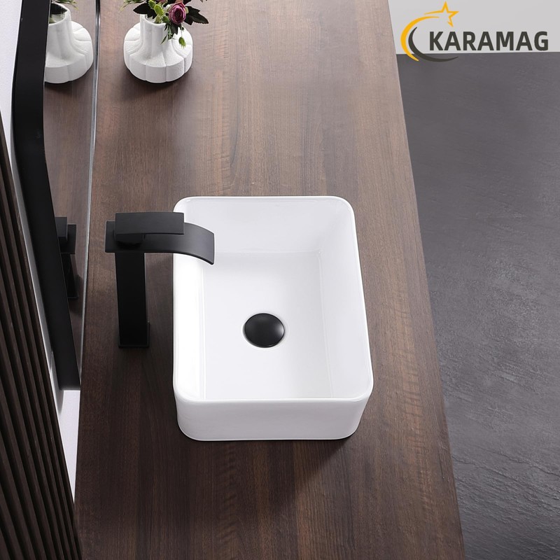 White Vessel Sink Rectangle 16"x12" Bathroom Sink Rectangular Modern Above