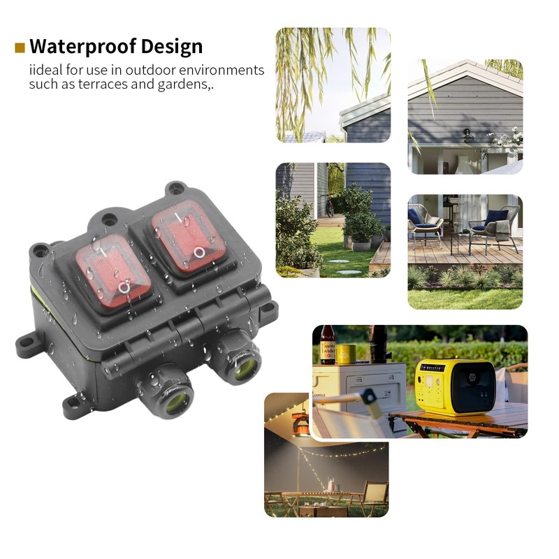 LIDSCURA Waterproof On Off Toggle Switch Double Switch, Outlet with