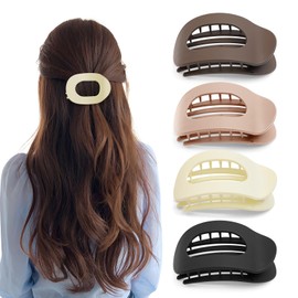 Senndio Flat Claw Clip, 4 Pack Matte Duckbill Hair Claws, Non-Slip Hair Clips For Women, Strong Hold Curved Design Hair Accessories For All Types