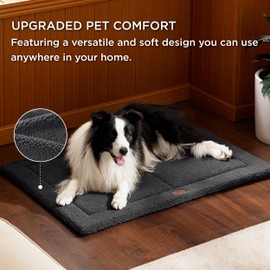 Bedsure Washable Dog Crate Bed for Large Dogs, Reversible Foam Floor Dog Mat, Lightweight Travel Flat Pet Beds for Indoor & Outdoor Dogs (41" x 28", Dark Grey)