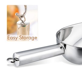 Ice Scoop Set, P&P CHEF 3-Pieces Stainless Steel Metal Food Scoop, Utility for Candy/Ice Cube/ Dry Food/ Flour/Popcorn, 5/8/12 Ounce