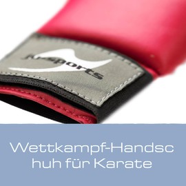 Ju-Sports Karate Gloves - Red, Faux Leather, Padded Hands Protection for Training & Competition, Karate Hand Protection with 2 Loops without Thumb, Size XS