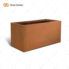 Corten Steel Square Planter Rust Color Outdoor Modern Minimalist Flower Pot for Garden Green Plantscolor: Rust, Size: 300*406*910