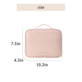 Travel Toiletry Bag for Women, Large Travel Essentials Organizer, Waterproof Makeup Bag with Clear Compartments,Portable Cosmetic Case for Full Sized Toiletries,Brushes Set,Make up Accessories,Pink