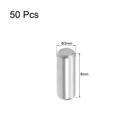sourcing map 50Pcs 3mm x 8mm Dowel Pin 304 Stainless Steel Shelf Pegs Support Shelves Silver Tone