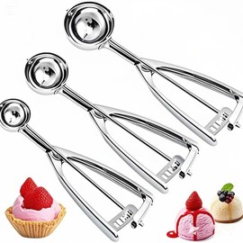 Cookie Scoop Set, Ice Cream Scoop with Trigger ProfessionaI 18/8 Stainless Steel Cookie Scoop, Ice Cream Scoop 3 Versatile Sizes