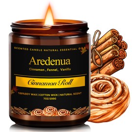 Cinnamon Roll Candles | Fall Cinnamon Candle - Autumn Scented Candle for Home, 7oz Soy Candles for Home Scented, Fall Gifts for Women & Men, Cozy Seasonal Sweet Scent for Autumn & Thanksgiving