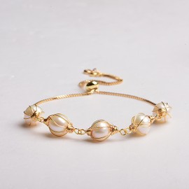 Natural Aquamarine Beads or Freshwater Pearl Bracelet (Freshwater Pearl)