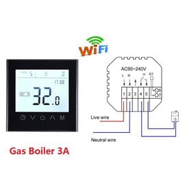 MincoHome Programmable WiFi Thermostat Touch Screen Tuya Smart Temperature Controller for Electric/Water/Gas Boiler Warm Underfloor Heating Controller (Black Gas Boiler)