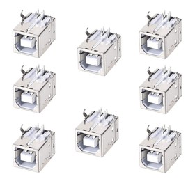 bnafes 8PCS USB 2.0 Type B Female Socket Connector Jack Port, 4-Pin DIP 90 Degree Right Angle, Repair Replacement Adapter