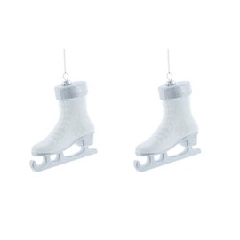 White Ice Skate Christmas Tree Ornament/Decoration 10cm Pack x2