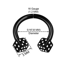KJM Fashion Pack of 2 Anodised Horseshoe Ring 1.2 mm 16 g Cartilage Earrings, Acrylic