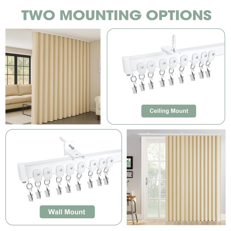 Cbsroro Flexible Bendable Ceiling Curtain Track, Room Divider Curtain Rod