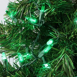 Sunnydaze 70-LED Christmas String Lights - M6 Faceted Style Bulbs - 21-Foot Lighted Length - Indoor/Outdoor - Green