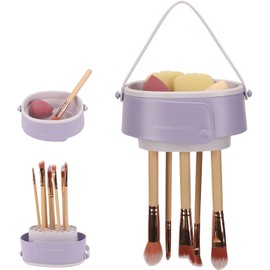 GOLIKEE- DISEÑO 3 EN 1: Este limpiador de brochas de maquillaje tiene un diseño ingenioso que integra hábilmente el lavado, el secado y el almacenamiento en un solo artículo. El lado con texturas es p