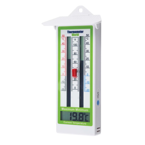 Digital Max Min Greenhouse Thermometer Room Temperature - Classic Max Min Thermometer to Measure Maximum and Minimum Temperatures - Easy Wall Mounted Greenhouse Accessories Indoor or Outdoor
