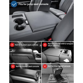 ISSYAUTO Center Console Cover Compatible with 2011-2016 Ford F250 F350 F450, 2011-2014 F150 with Jump Seat Console Leather Armrest Cover Center Console Cushion, Black (Jump Seat Only)