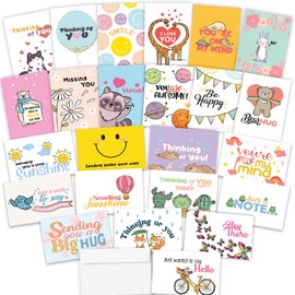Thinking of You Cards with Envelopes - 24 Gender Neutral Thinking of You Cards with 24 Unique Designs - Unfolded 8.3 x 5.8 Folded 4.1 x 5.8 Greeting Cards Thinking of You (Variety)
