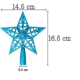 Puntale per albero di Natale a forma di stella glitterata blu ghiaccio da 14,5 cm, infrangibile, per decorazioni per albero di Natale, albero di Natale, corona e ornamento per le vacanze