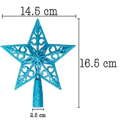 Puntale per albero di Natale a forma di stella glitterata blu ghiaccio da 14,5 cm, infrangibile, per decorazioni per albero di Natale, albero di Natale, corona e ornamento per le vacanze