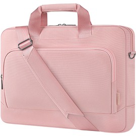DOMISO Laptop Sleeve Case Large Capacity Shoulder Bag Compatible with 17-17.3 inch Dell XPS/HP Gaming Pavilion 17,Pink
