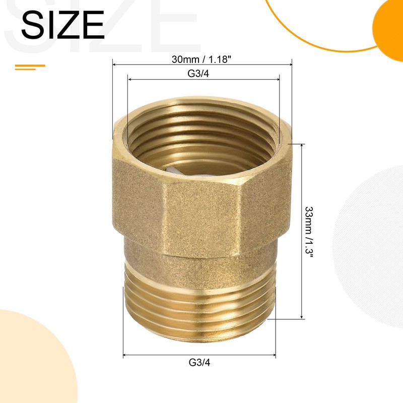 sourcing map Brass Check Valve G3/4 Male Thread 30 x