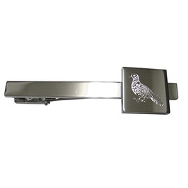 Silver Toned Square Etched Dove Bird Tie Clip