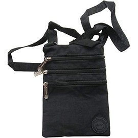 Ladies Crinkled Nylon Small Cross Body Bag Organiser - Black