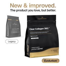 Protein Works | Clear Collagen 360 - Gold Innovation, Collagen Powder, Type 1 & 3 Collagen Peptides, Vitamin C, Zinc, Selenium, Joint & Bone Support, Apple & Lemon Twist, 32 Servings, 480g