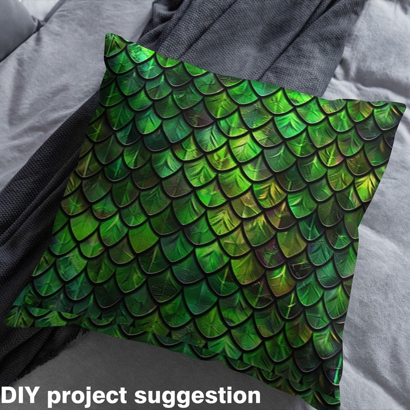 Erosebridal Green Scales Fabric by The Yard,Ocean Nautical Mermaid Scales