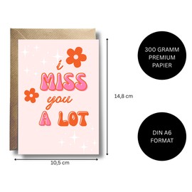 WBdesignz I Miss You A Lot Card with Envelope - Cute Greeting Card for Missing, Long Distance Relationship & Friendship (A6)