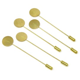 Honbay 20PCS Round Tray Safety Pins Lapel Sticks Blank Brooch Bases Suit Tie Hat Pin Scarf Badge(Gold)