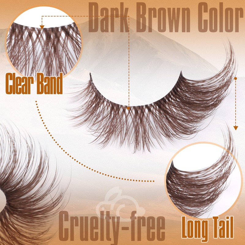 Brown Eyelashes Fairy Lashes Cat Eye Wispy False Eyelashes Strip
